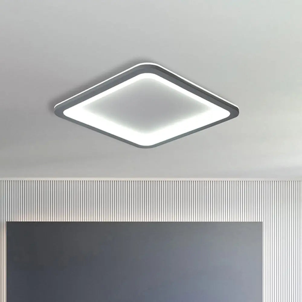 10’/14.5’/19’ Modern Style Grey Square Box Flush Light Acrylic Led Ceiling Lamp –