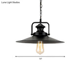 10’/14’ Flared Metallic Pendant Light In Black - Ideal For Industrial Loft And Study Room