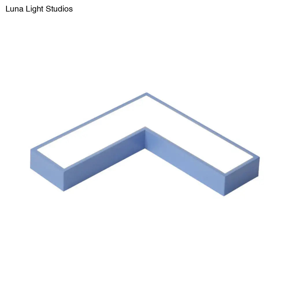 10/14 Wide Flush Mount Arrow Led Ceiling Light Fixture In Minimalist Acrylic Grey/Yellow/Blue Design