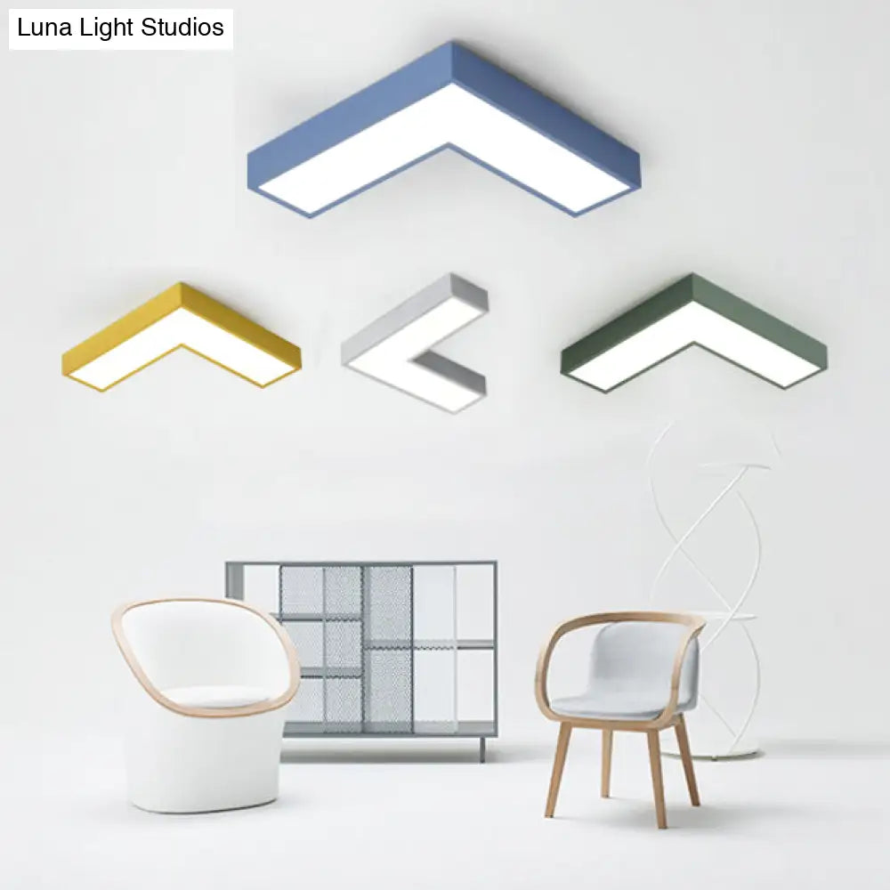 10’/14’ Wide Flush Mount Arrow Led Ceiling Light Fixture In Minimalist Acrylic Grey/Yellow/Blue