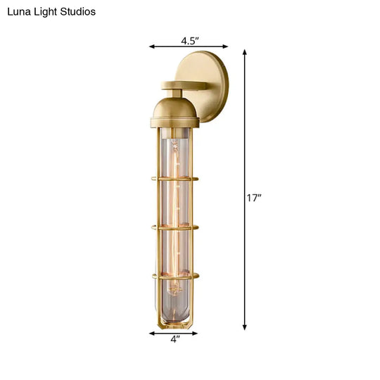 10.5/17 H Vintage Oblong Metal Wall Lamp - 1 Bulb Gold Finish