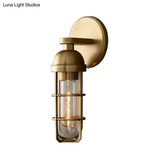 10.5/17 H Vintage Oblong Metal Wall Lamp - 1 Bulb Gold Finish
