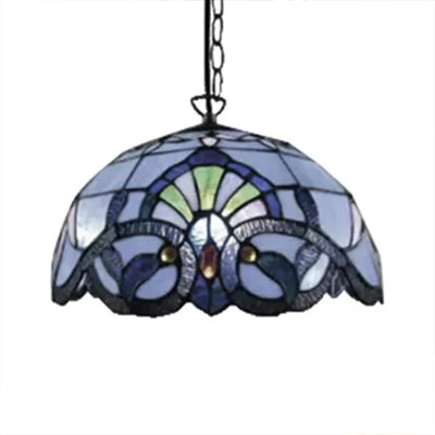 Adjustable 2-Light Hanging Lamp With Victorian Style Dome Shade - 16’ W For Living Room