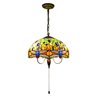 Victorian Dragonfly Antique Brass Pendant Light Kit - Elegant 1-Head Down Lighting For Dining Room