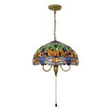 Dragonfly Victorian Antique Brass Pendant Light Kit - 1 Head Down Lighting Cut Glass For Dining Room
