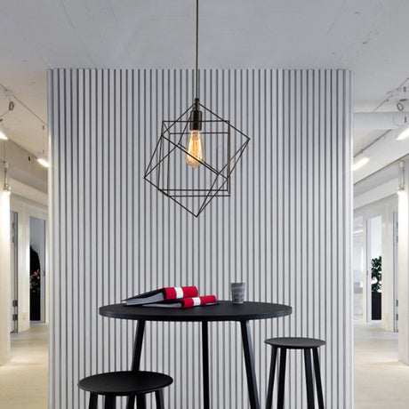 Industrial Black Metal Cubic Pendant Light For Dining Room
