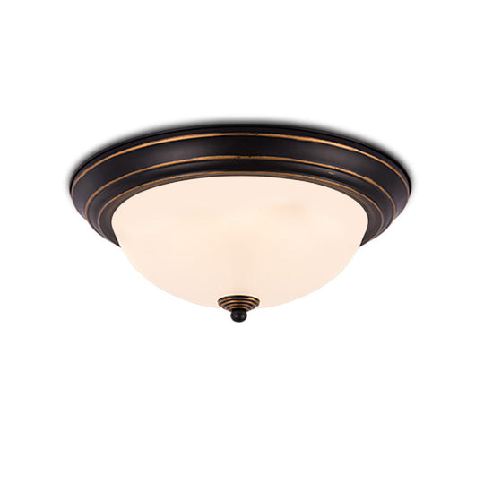 Milky Glass Led Flush Mount Ceiling Light Black For Study 13’/15’ W