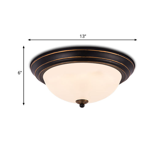 Milky Glass Led Flush Mount Ceiling Light Black For Study 13/15 W