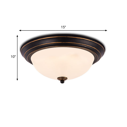 Milky Glass Led Flush Mount Ceiling Light Black For Study 13/15 W