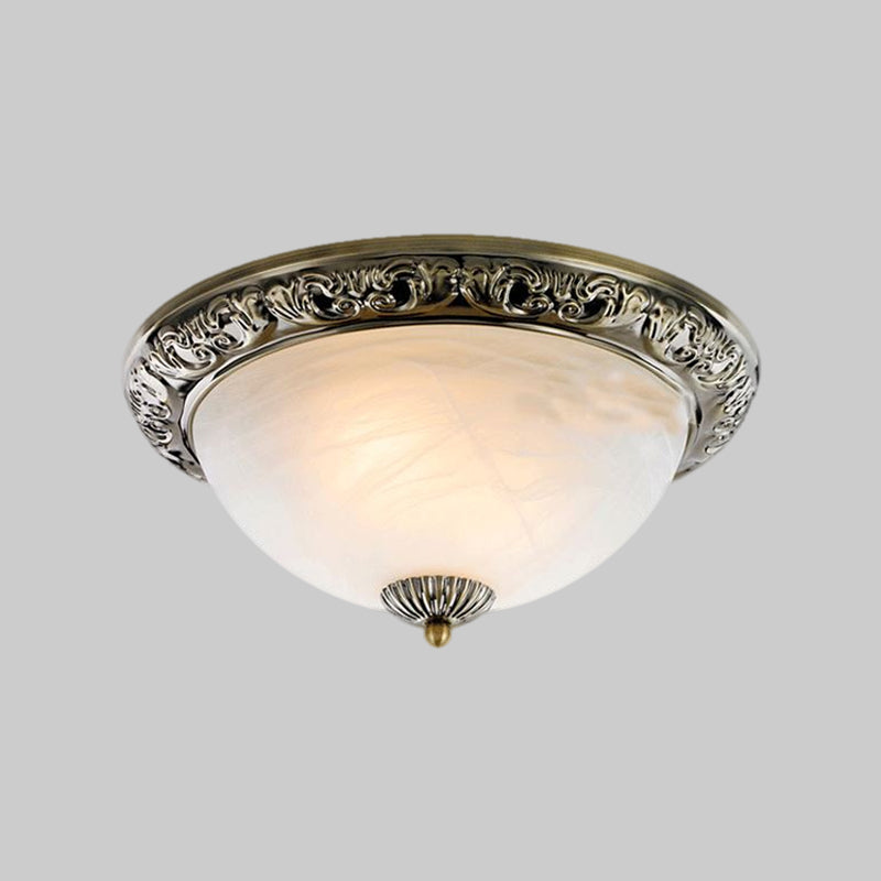 Vintage Frosted Glass Bronze/Copper Flushmount Ceiling Lamp - 2 Bulb 11’/13’/15’ W