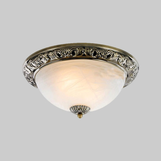 Vintage Frosted Glass Bronze/Copper Flushmount Ceiling Lamp - 2 Bulb 11’/13’/15’ W