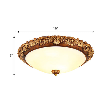 Vintage Resin Led Brown Flushmount Conical Ceiling Light Fixture For Bedrooms