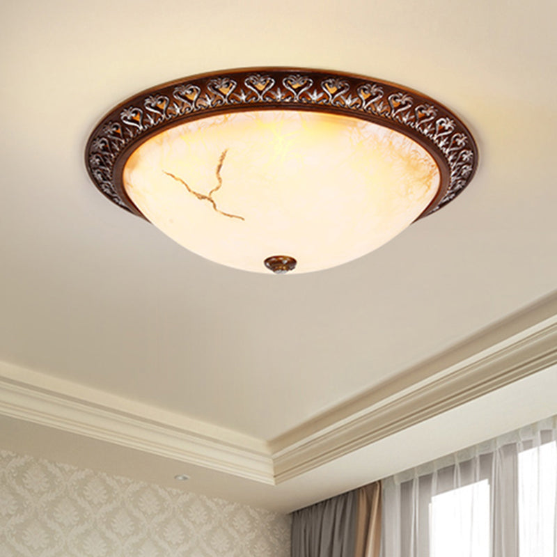 Retro Flush Mounted Light 2/3/4-Bulb Crackle Glass Ceiling Fixture In Coffee - Ideal For Balcony