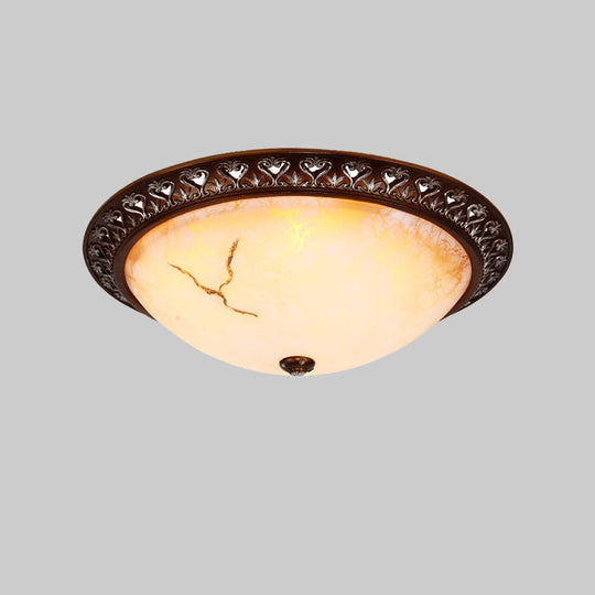 Retro Flush Mounted Light 2/3/4-Bulb Crackle Glass Ceiling Fixture In Coffee - Ideal For Balcony