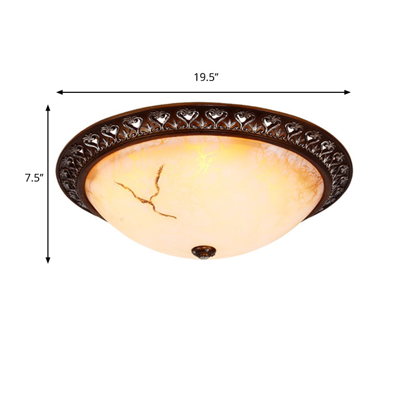 Retro Flush Mounted Light 2/3/4-Bulb Crackle Glass Ceiling Fixture In Coffee - Ideal For Balcony