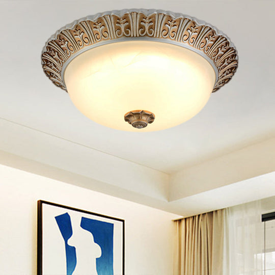 Led Opal Glass Flush Mount Ceiling Light In Khaki Tone Sizes 10.5 & 12.5 - Traditional Design Ideal
