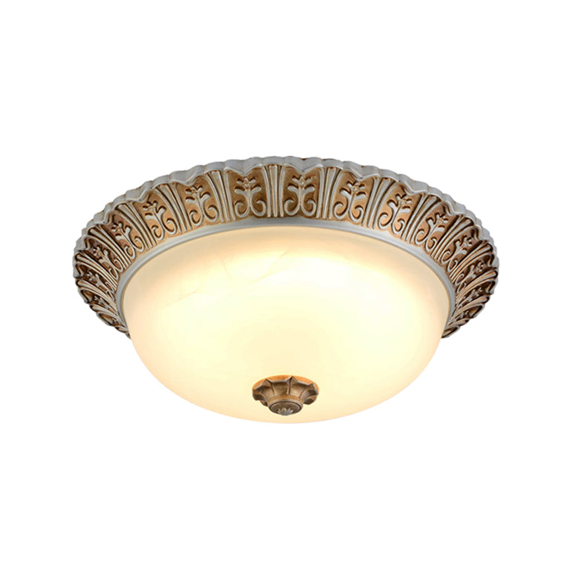 Led Opal Glass Flush Mount Ceiling Light In Khaki Tone Sizes 10.5 & 12.5 - Traditional Design Ideal