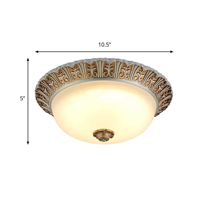 Led Opal Glass Flush Mount Ceiling Light In Khaki Tone Sizes 10.5 & 12.5 - Traditional Design Ideal