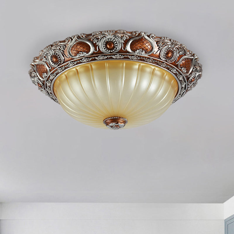 Classic Brown Pleated Flush Mount Ceiling Fixture 2/3 Light 13’/17’/19.5’ Wide
