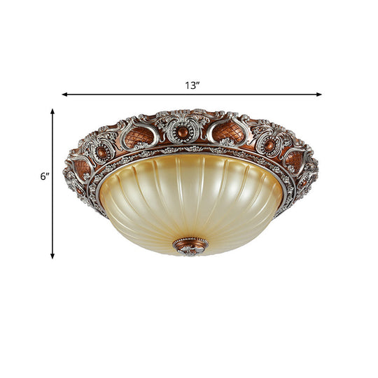 Classic Brown Pleated Flush Mount Ceiling Fixture 2/3 Light 13’/17’/19.5’ Wide