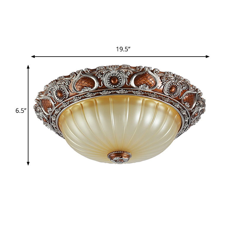 Classic Brown Pleated Flush Mount Ceiling Fixture 2/3 Light 13/17/19.5 Wide
