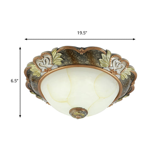Vintage Bowl - Shape Resin Ceiling Light Fixture - 2/3 Heads Brass Finish 13’/17’/19.5’ Wide