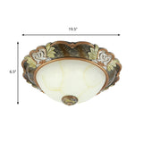 Vintage Bowl-Shape Resin Ceiling Light Fixture - 2/3 Heads Brass Finish 13/17/19.5 Wide Hallway