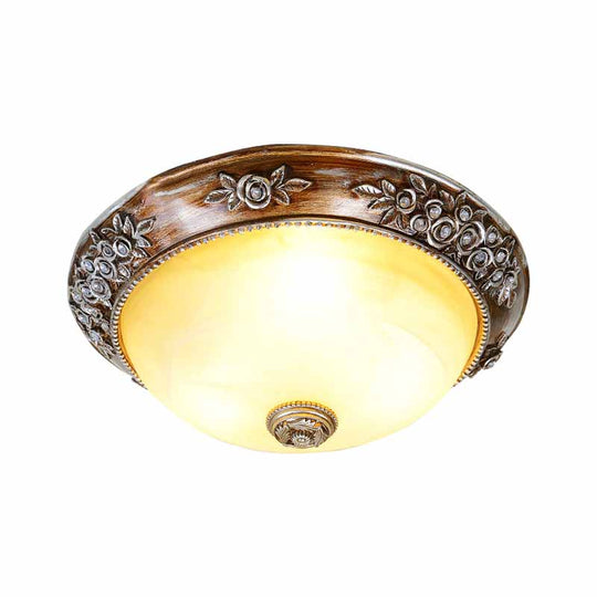 Modern Semi - Globe Flush Mount Lamp - Resin Ceiling Fixture In Sepia For Balcony Available