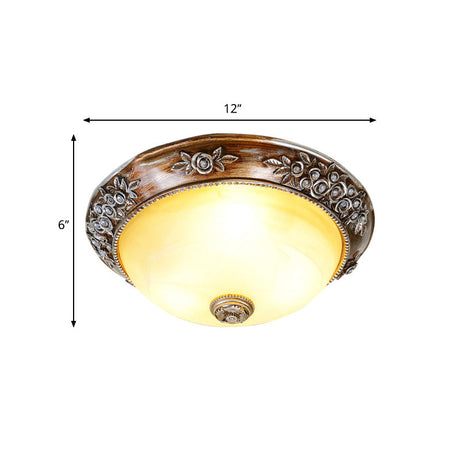 Modern Semi - Globe Flush Mount Lamp - Resin Ceiling Fixture In Sepia For Balcony Available