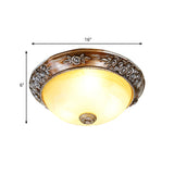 Modern Semi-Globe Flush Mount Lamp - Resin Ceiling Fixture In Sepia For Balcony Available 12/16/19.5