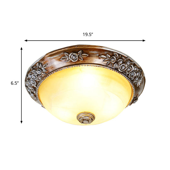 Modern Semi - Globe Flush Mount Lamp - Resin Ceiling Fixture In Sepia For Balcony Available