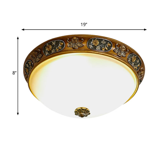 Traditional Wood Resin 3 - Head Flush Mount Ceiling Light For Hallway - 12’/15’/19’ Wide