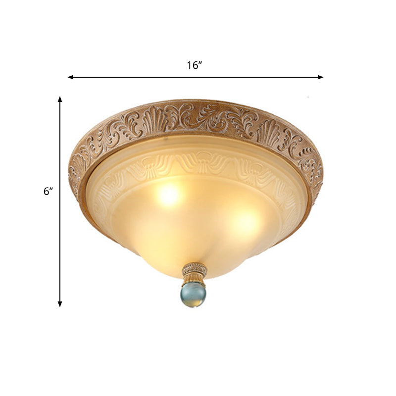 Classic Brown Conical Ceiling Light: 3 - Bulb Flush Mount For Living Room