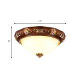 Vintage Resin Tapered Bedroom Flush Mount Ceiling Lamp - Red Brown 3-Light 11/15/19 Wide