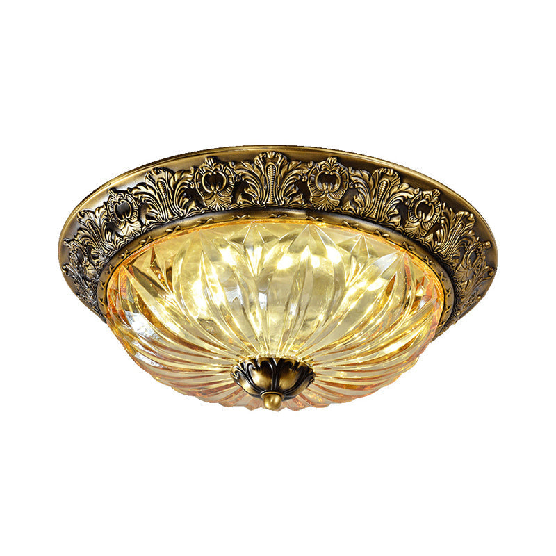 Minimalist Crystal Dome Ceiling Light Fixture - 2/3 Heads Brass Flush Mount Lamp Study Room Lighting