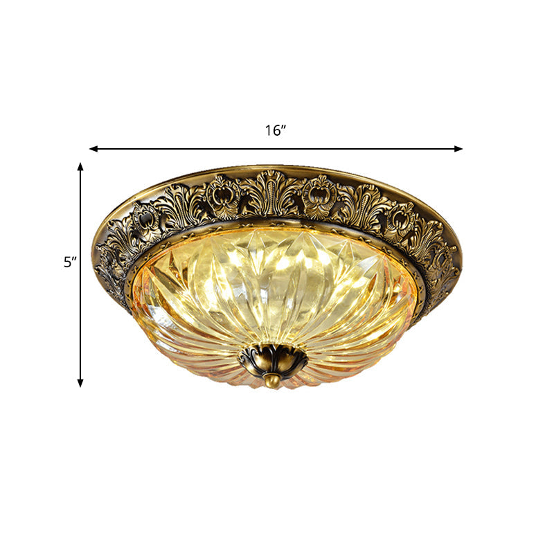 Minimalist Crystal Dome Ceiling Light Fixture - 2/3 Heads Brass Flush Mount Lamp Study Room