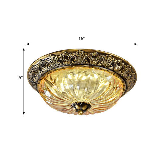 Minimalist Crystal Dome Ceiling Light Fixture - 2/3 Heads Brass Flush Mount Lamp Study Room Lighting
