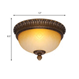 Countryside Lattice Glass Flush Mount Lamp With 2 Bulbs - Coffee Finish | Perfect For Childs Room