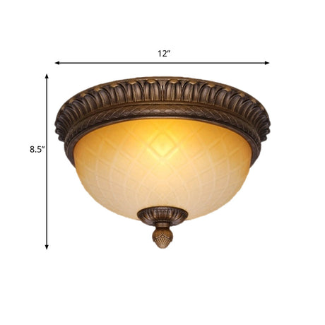 Countryside Lattice Glass Flush Mount Lamp With 2 Bulbs - Coffee Finish | Perfect For Childs Room
