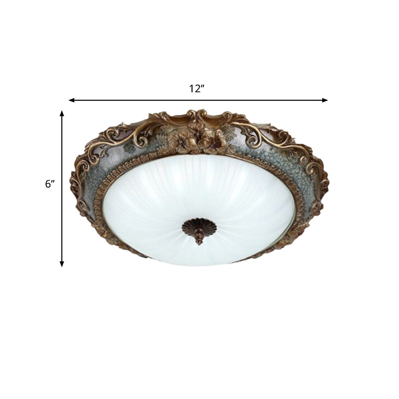 Rustic Resin Brass Flush Mount Ceiling Lamp - Floral Pedestal 12’/16’/19.5’ W 2/3 - Light
