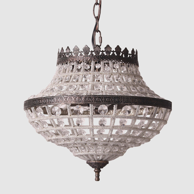 Crystal Beads Urn Pendant Light - Warehouse Chandelier For Bedroom 2 Bulbs Coffee