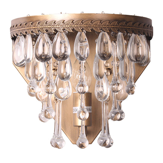 Bronze 1 Light Wall Sconce With Countryside Crystal Teardrop Design