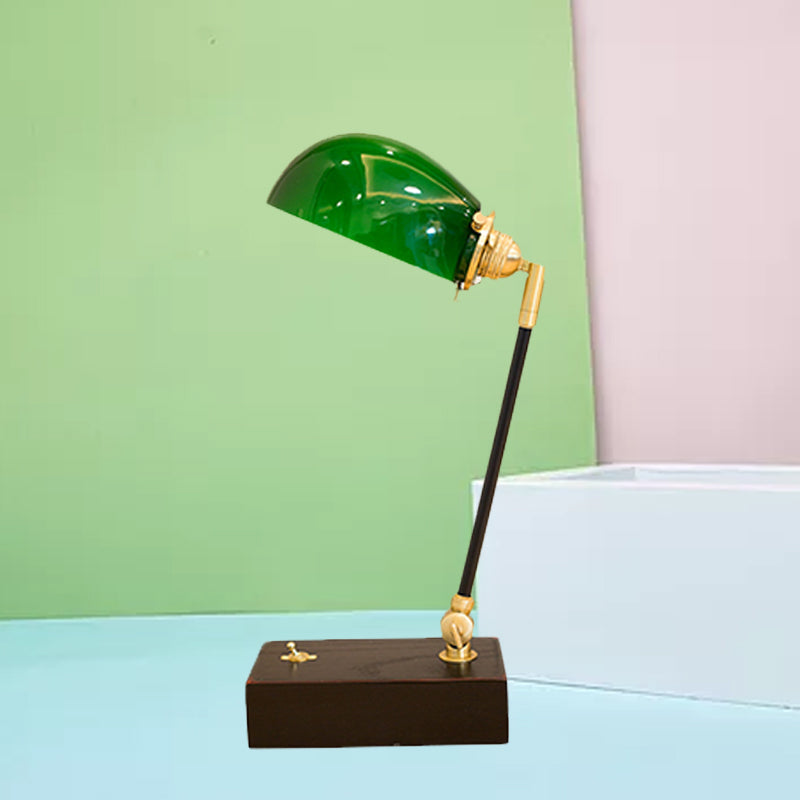 Haedus - Vintage-Style Green Glass Reading Lamp With Retro Design Perfect For