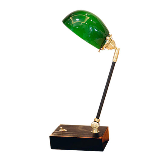 Haedus - Vintage-Style Green Glass Reading Lamp With Retro Design Perfect For