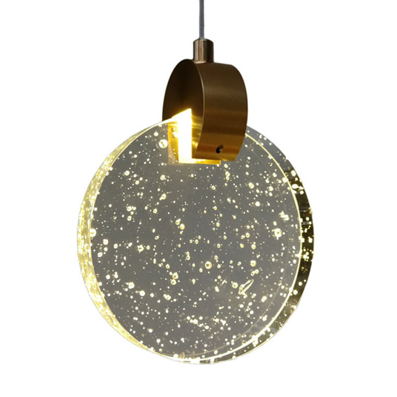 Minimalist Led Gold Ceiling Light With Clear Crystal Glass Panel - Elegant Suspended Lighting
