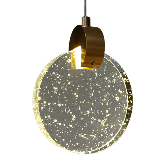 Minimalist Led Gold Ceiling Light With Clear Crystal Glass Panel - Elegant Suspended Lighting