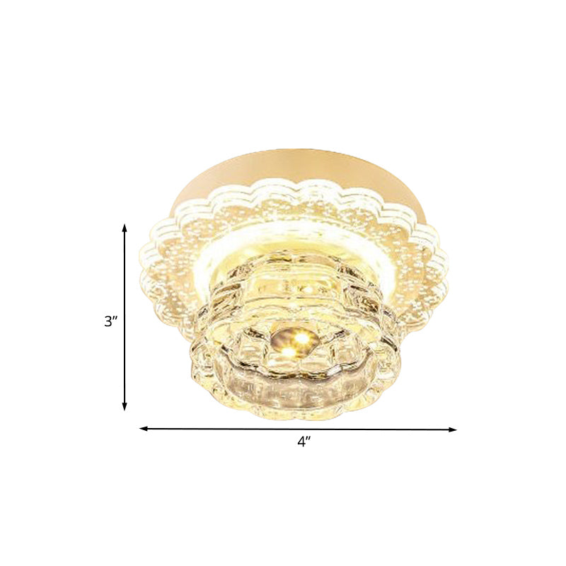 Crystal Led Flush Mount Ceiling Light: Simple Dome Recessed Lighting For Corridor
