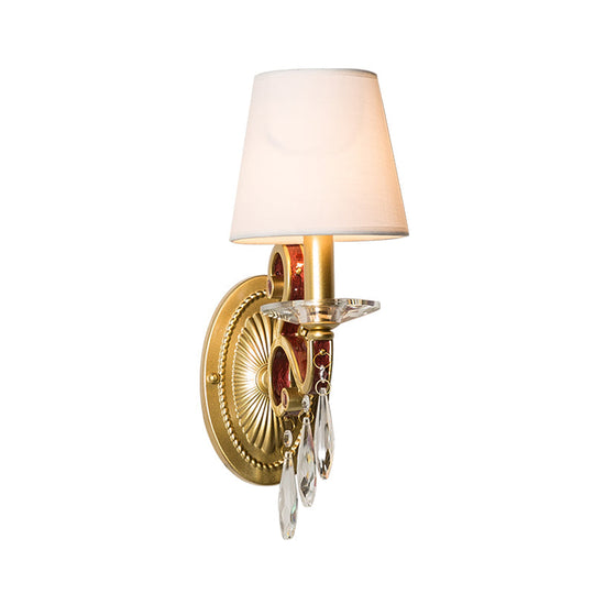 Traditional Gold Conical Sconce Light Fixture With Optional Fabric Shade