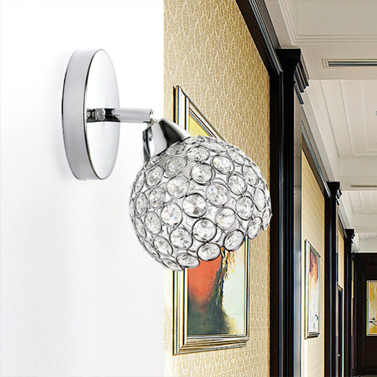 Chrome Dome Crystal Wall Sconce With 1 Light - Elegant Lighting For Living Room