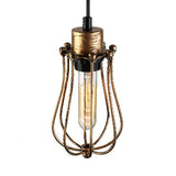 Antique Brass Pendant Light Cage - Farmhouse Hanging Lamp Fixture